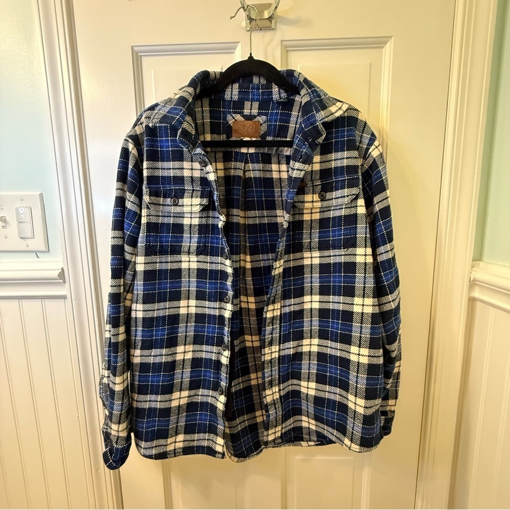 Orvis Navy and Cream Plaid Shirt